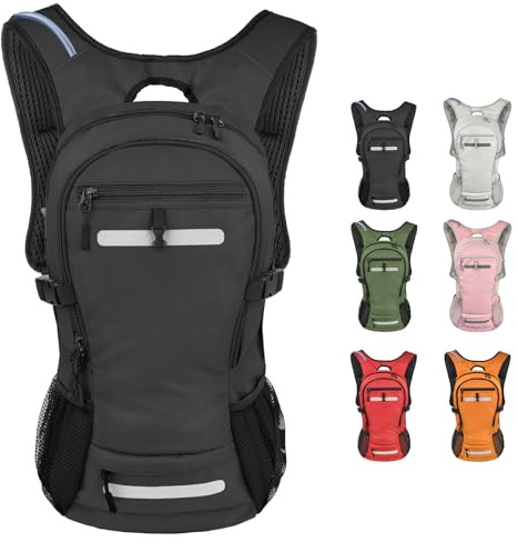 Zavothy 20L Hiking Backpack Daypack, Lightweight Hydration Pack with Free 3L Water Bladder, Rain Cover & Helmet Holder for Men & Women, Outdoor Climbing Cycling Backpack Black