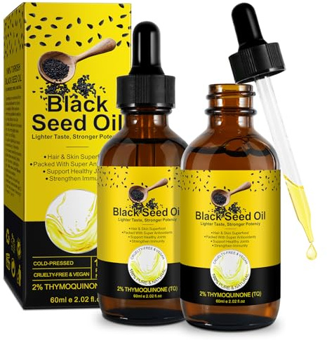 Black Seed Oil | 2 X 60Ml 100% Ren, Naturlig Och Premium Kallpressad | Bäst För Hårväxt & Hudvård & Skydda Leder - Stark Från Virgin Organic Blackseed Nigella Sativa Seeds Oil