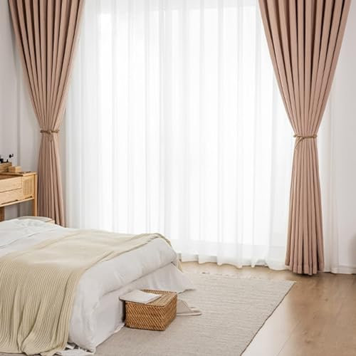 Beydodo Gardinen Blickdicht 2er Set, Verdunkelungsvorhänge mit Ösen Rosa 86x214CM Nordisch Einfach Vorhang Verdunkelnd Polyester Kinderzimmer Schlafzimmer