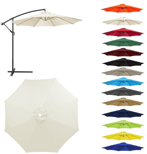 Toile Parasol Remplacement 2-3,0m 6/8 Baleines Déporté et Droit Anti UV | Polyester résistant • Protection solaire • Installation facile • Design durable • Jardin et terrasse