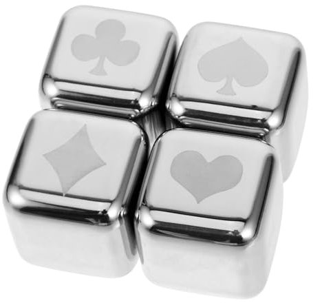 Alipis 4pcs Stainless Steel Poker Ice Cubes for Whiskey Whiskey Stones Ice Molds for Drinks