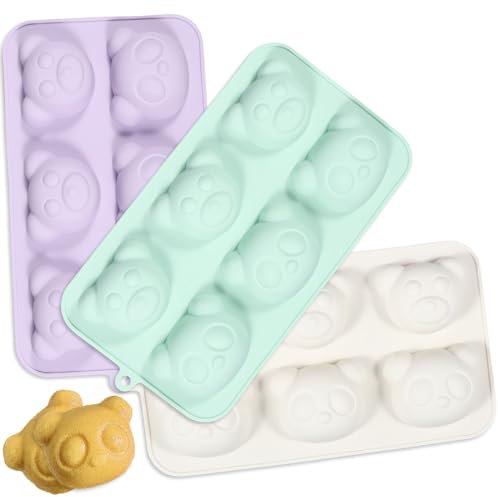 3 pcs ours gâteau moule 6 cavité Moule de boulangerie Silicone fondant moule fondant non bâton chocolate moule moule réutilisable plateau de cupcak BOBASH