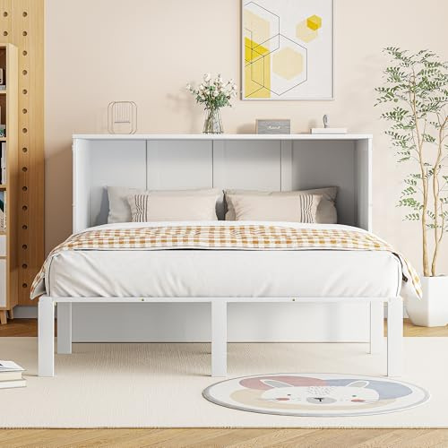 NNJN Schrankbett, Wandbett mit Lattenrost, Wandklappbett, vertikales Schrankbett mit Lattenrost, Jugendbett 140x200 cm (weiß)