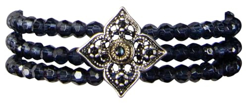 Alpenflüstern Perlen-Trachten-Armkette Louise 3-reihig - Damen-Trachtenschmuck mit bi-color-farbenem Trachten-Ornament, elastische Trachten-Armkette, Perlenarmband (in traditionellen Farben) DAB086