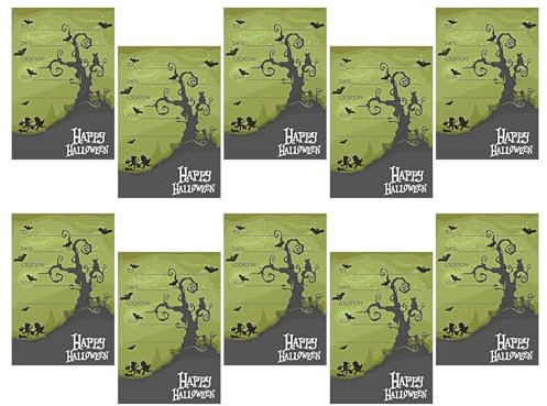 Generisch Halloween- -Einladungskarten,Halloween- -Einladungskarten - Leere Einladung ausfüllen | Horror-Partykarten, Muster, Spinnennetz-Design, 10 Stück, Halloween-Geburtstagsparty-Grußkart