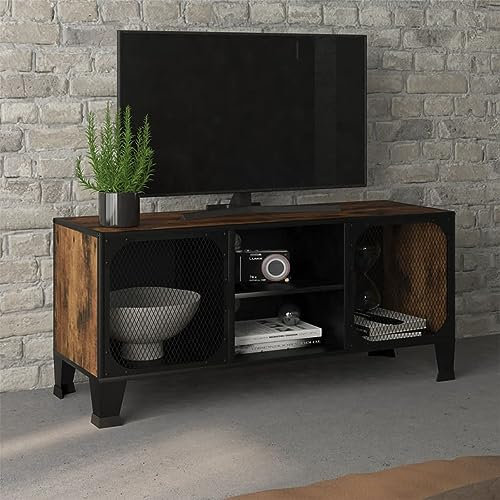 JUDYY TV-Schrank Rustikales Braun 105x36x47 cm Metall und MDF, TV Lowboard, Fernsehschrank, Fernsehtisch, Fernseher Schrank, TV Sideboard, TV Board, TV Cabinet, TV Bank, TV Kommode