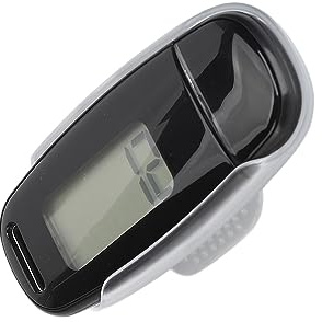 3D-Schrittzähler, Großer LCD-Bildschirm, über USB Wiederaufladbar, Präziser, Tragbarer, Leichter Schrittzähler mit Trageband für Damen, Herren, Kinder (Black)