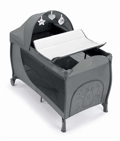 CAM Il mondo del bambino Baby Reisebett Daily Plus | Mehr Farben verfügbar | für 0-36 Monate | inkl. Wickelunterlage, Farbe:Grau