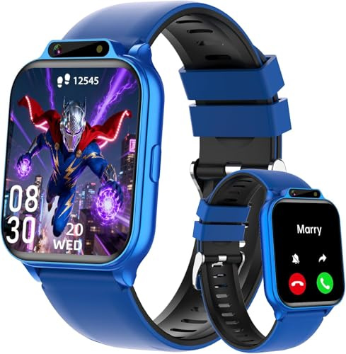 Smart Watch for Kids, 1.85 Fitness Tracker with Heart Rate, Sleep Monitor, IP68 Waterproof Smartwatches with Video Music, Pedometer, Game, NO APP/Phone, Gift for Boys Girls. (Classic, Blue)