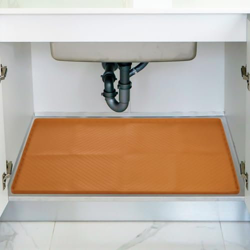sourcing map Tapete impermeable para debajo del fregadero para cocina, 34 x 22 pulgadas, silicona para debajo del fregadero, tapete organizador para cocina, baño, gabinete de alimentación de mascotas,