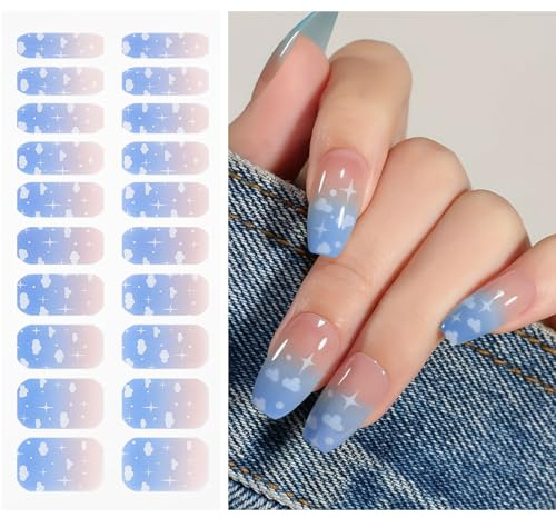 JMEOWIO Nagelfolie UV Härtend Wolkenstern UV Gel Nail Strips Nagelsticker Nagelaufkleber Nail Art Dekoration Nageldesign Zubehör