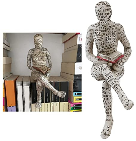 Hapivida Estatuilla de Mujer de Lectura de Resina Escultura, Pensamiento Abstracta Hecha a Mano Innovadora Señora de Lectura Moldeado de Pulpa Adornos de estantería para la decoración del hogar(E)