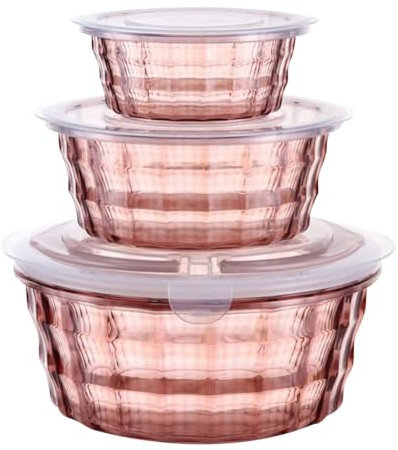 Giwnhvx Contenitori per Frutta in Plastica con Ciotola per Zuppiera Contenitore in Plastica Trasparente Contenitore in Plastica Contenitore Sigillato Rosa