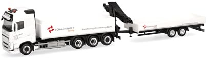 Herpa camion modello Volvo FH GL 2020 camion con pianale a 4 assi con rimorchio ribassato a 2 assi Schachinger (Austria), miniatura in scala 1:87, da collezione, Made in Germany, plastica