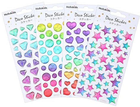 Bewudy 4 Stück 3D Aufkleber Sterne, Glitzersteine Selbstklebend Diamant Glitzer Sticker Kinder Strasssteine Aufkleber Kristall Glitzer Sticker Für DIY Handwerke Scrapbooking Dekoration