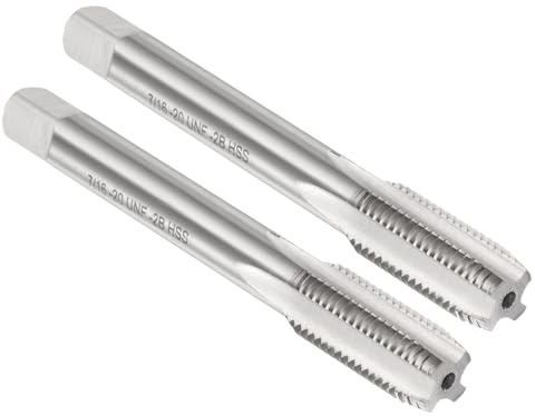 QUARKZMAN 2 Stück Hand Gewindebohrer Set, 7/16 Amerikanische Gewindeschneider, Rechtshänder HSS6542(M2), Geradnut-Mittelschneider (MB)
