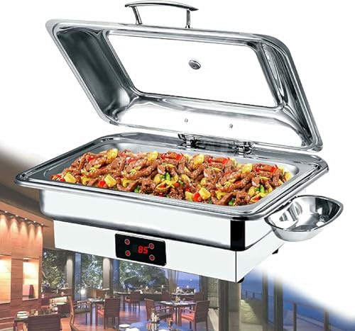Chafing Dish Buffet, Warm Electric Hold Store Heater, Chafing Dish Set Heating Buffets Set in Warm Hold Stainless Steel for Buffet Festival Restaurant,Has (Has)