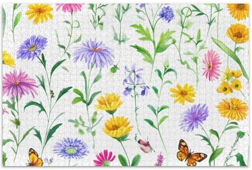 Puzzle per adulti 500 pezzi fiori di campo colorati prato fiori gioco regali divertente puzzle Prime puzzle arte animale, 50,8 x 37,9 cm