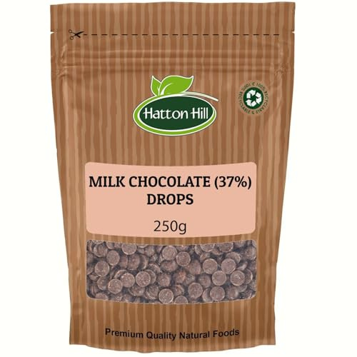 Milk 37% Chocolate Drops 250g by Hatton Hill for Baking, Desserts, Cookies, Cakes, Muffins, Cupcakes & Decorating