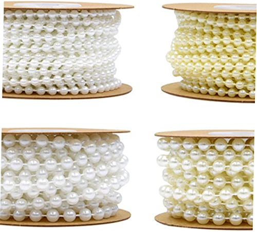 DOITOOL 10m Runde Perlenkette Mit Fixierten Kunststoff-imitationsperlen Perlenkette Mit Anhänger Für Armbanddekoration Hochzeitsschmuck Weiß Rolle