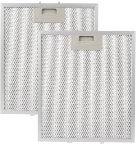 GAESHOW 2Pcs 5-Layer Cooker Hood Filter, 305x267x9mm Metal Hood Grease Filter, Mesh Hood Vent Filter Universal Extractor Fan Filter Mesh Hood Vent Filter for Cooker Hoods