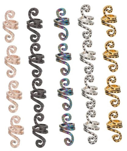 PACKOVE 50pièces Pinces à Cheveux Tressées Anneaux Spirale Accessoires pour Dreadlocks Bijoux pour Tresses Afro Pinces à Cheveux pour Coiffures Tressées