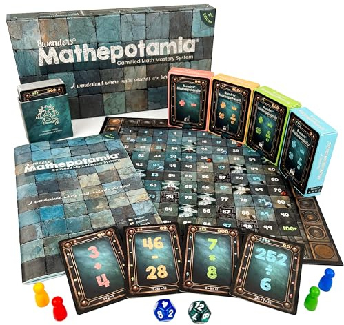 Mathepotamia matematikspel: lärospel i räkning och multiplikation med 4 nivåer och 7 spellägen för barn 5-9 år | öva matematik och huvudräkning | pedagogiskt brädspel grundskola presentidé