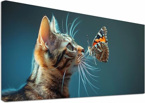 Diamond Painting Grande 100x200cm, 5D Diamond Painting Adultos Gato, DIY Manualidades Adultos Mariposa, Cuadro Diamantes Punto de Cruz Cristal Bordado, Pintura de Diamante para Decoración Hogar C-3996