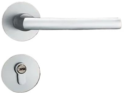 Manija de puerta aluminio negra Cerradura interior dormitorio silenciosa dividida Herraje Manilla Puerta Exterior(White)