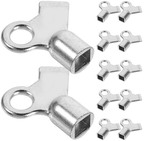 BAZEITFLOW 12pcs Metal Radiator Bleed Valve Keys Set Small Square Radiator Vent Exhaust Bleeder for Home Heating System Maintenance Easy Grip Air Removal Tool