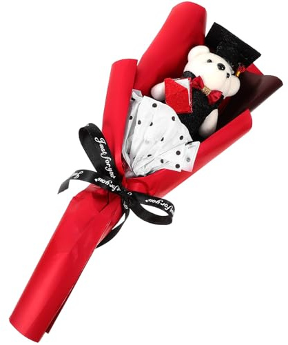 DEARMAMY Bouquet di Orsetto della Laurea Decorativo Bambola Orsacchiotto Mazzo di Fiori Elegante per Festa di Laurea e Regalo Commemorativo Ornamento Leggero per Foto e Colore Casuale