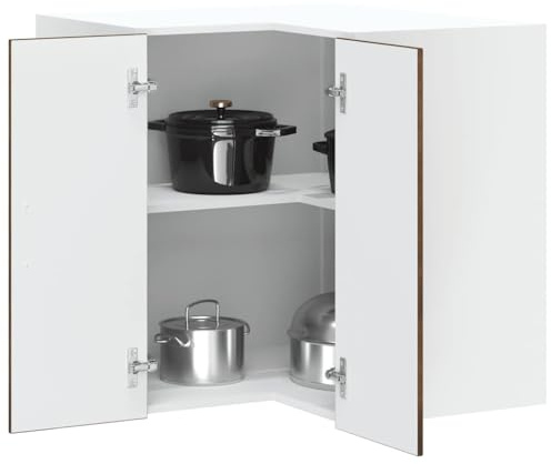 THOYTOUI Küchen-Eckhängeschrank Räuchereiche Holzwerkstoff - Platzsparender Küchenschränke für Küche und Zuhause als Deko-Element