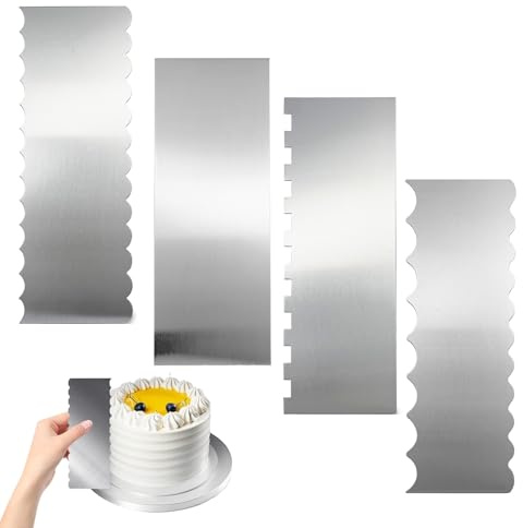 4 PCS Metal Cake Scraper, 9 Inch Cake Scraper Buttercream Smoother