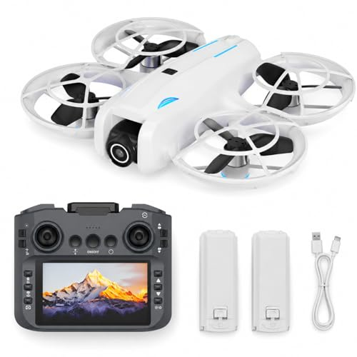 Mini Drohne mit 1080p HD Kamera & WiFi FPV, 5,6 Display Fernsteuerung, Optical Flow Stabilisierung, Auto Return, Bürstenloser Motor, 2 Akkus, 100 m Reichweite, Indoor & Outdoor