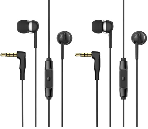 Sennheiser Auriculares intraurales CX 80S con Control Inteligente Integrado de un Solo botón- Negro (Paquete de 2)