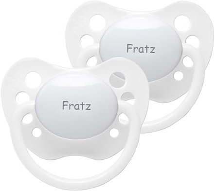Namensschuller - NIP Schnuller mit Namen - Silikon Größe 2 - weiß - 2er Set