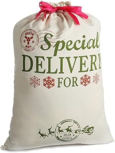 Weihnachtsmann Sack Groß Weihnachtssack Santa Sack 26.8’’ X 19.7’’ Weihnachten Tasche leinwand für Xmas Strümpfe Geschenk & dekoration für Kinder (Großen)