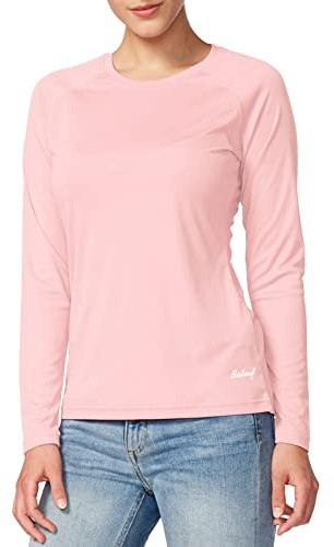 baleaf Women's UPF 50+ Long Sleeve Rash Guard Swim Shirts SPF Quick Dry Lightweight T-Shirt Outdoor Hiking Runing Seashell Pink Size M