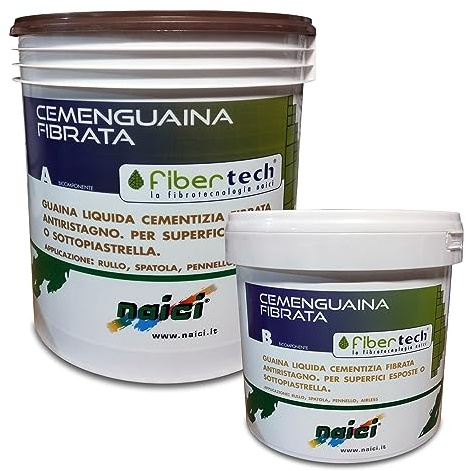 Naici Cemenguaina Fibrata Guaina Liquida Bicomponente Cementizia Fibrorinforzata Grigio Scuro - Composizione Predosata A+B Kg 20