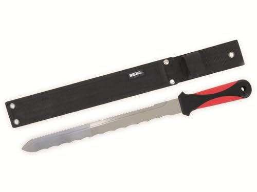 Dämmstoffmesser 270 mm doppelschneidig, rostfreie Klinge, inkl. Messerscheide mit Gürtelschlaufe und Befestigungsriemen mit Klettverschluss