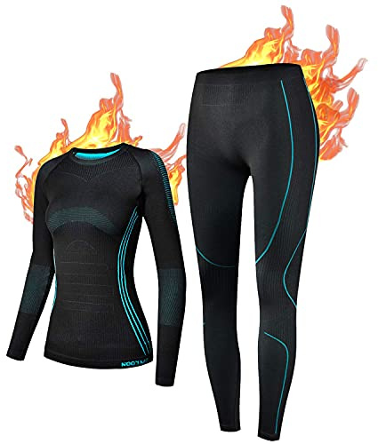 NOOYME Thermal Underwear Womens, Anti-Bacterial Ski Base Layers Women, Breathable Thermal Base Layer, Wicking Long Johns Base Layer Womens Quick Dry Winter Ladies Thermal Underwear for Sport Yoga Run