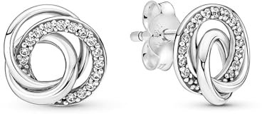 Pandora Moments Sterling Silver Family Always Encircled Stud Earrings, No Box