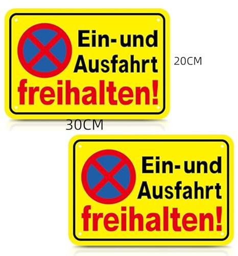 2Pcs Einfahrt Freihalten Schilder (30x20 cm Metall Aluminium), Parken Verboten Schild, Eingang Freihalten Auch Gegenüber, Ausfahrt Schild, Nie Wieder Zugeparkt, Tag Und Nacht