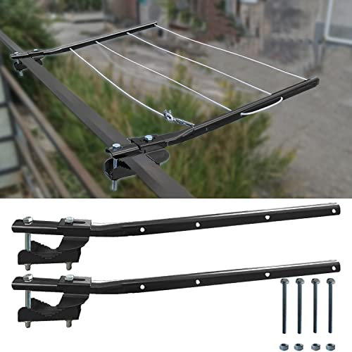 parpyon® Bracci Stendibiancheria da balcone esterno, Stendibiancheria da parete o ringhiera in ferro per filo per stendere il bucato prodotto 100% Italiano (Fisso c/piastra, Grigio scuro)