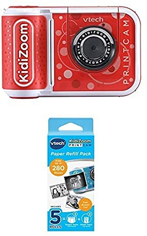 Bundle of VTech KidiZoom PrintCam (Red), Digital Camera for Children with Built-In Printer + VTech KidiZoom PrintCam Thermal Printing Paper for Print Camera