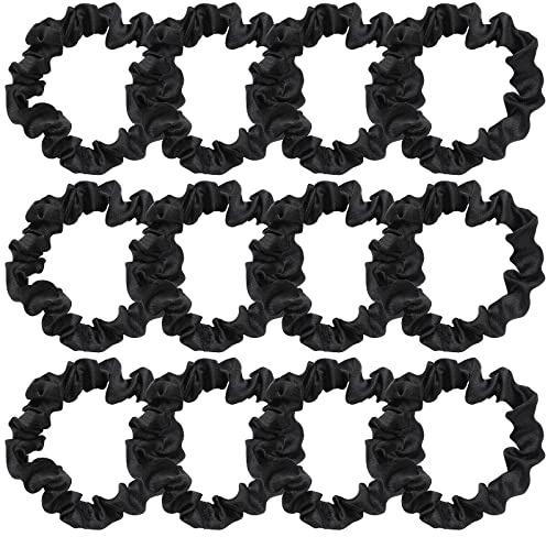 Lusofie 12 st svarta satinhårsnoddar elastiska silkessnoddar satin hårsnoddar hårband hästsvanshållare för kvinnor flickor (6,9 cm)