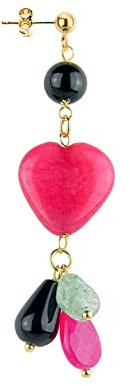 Orecchino Singolo Mix & Match Cuore Fucsia Pietra Nero