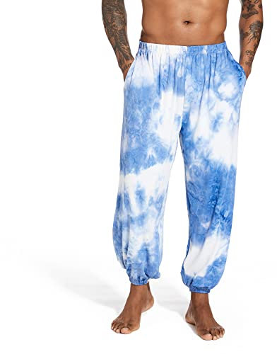 FYOURH Men Kung Fu Pants Tie Dye Martial Arts Pants Yoga Pants with Pockets and Loose Fit for Taichi Martial Arts Yoga