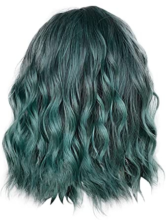 Schöne Blau Bob Perücken für Frauen Mädchen Kurze Lockige Synthetische Perücke mit Bangs