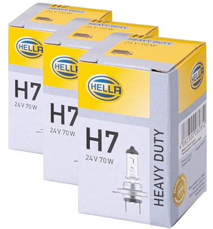 Hella 8GH 007 157-241 Lámpara - H7 - Heavy Duty - 24V - 70W - Tipo de portalámpara: PX26d - caja - Cant.: 1 (Paquete de 3)